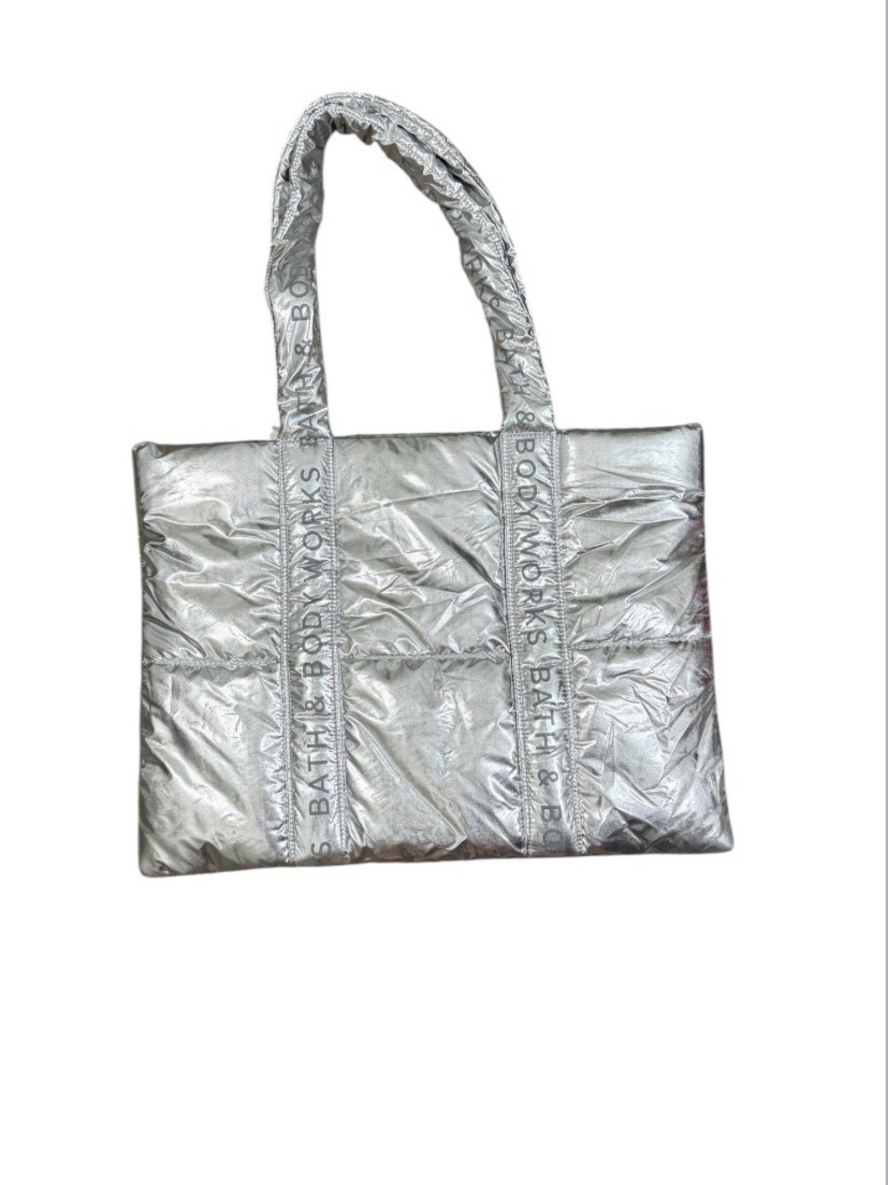 Bath & Body Works Metallic Silver Quilted Tote